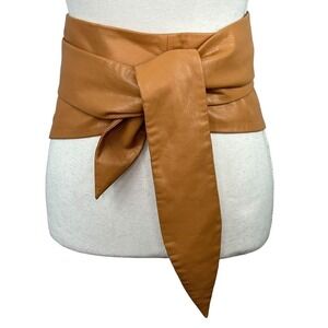 NANUSHKA Tan Brown Vegan Leather Wrap Belt One Size